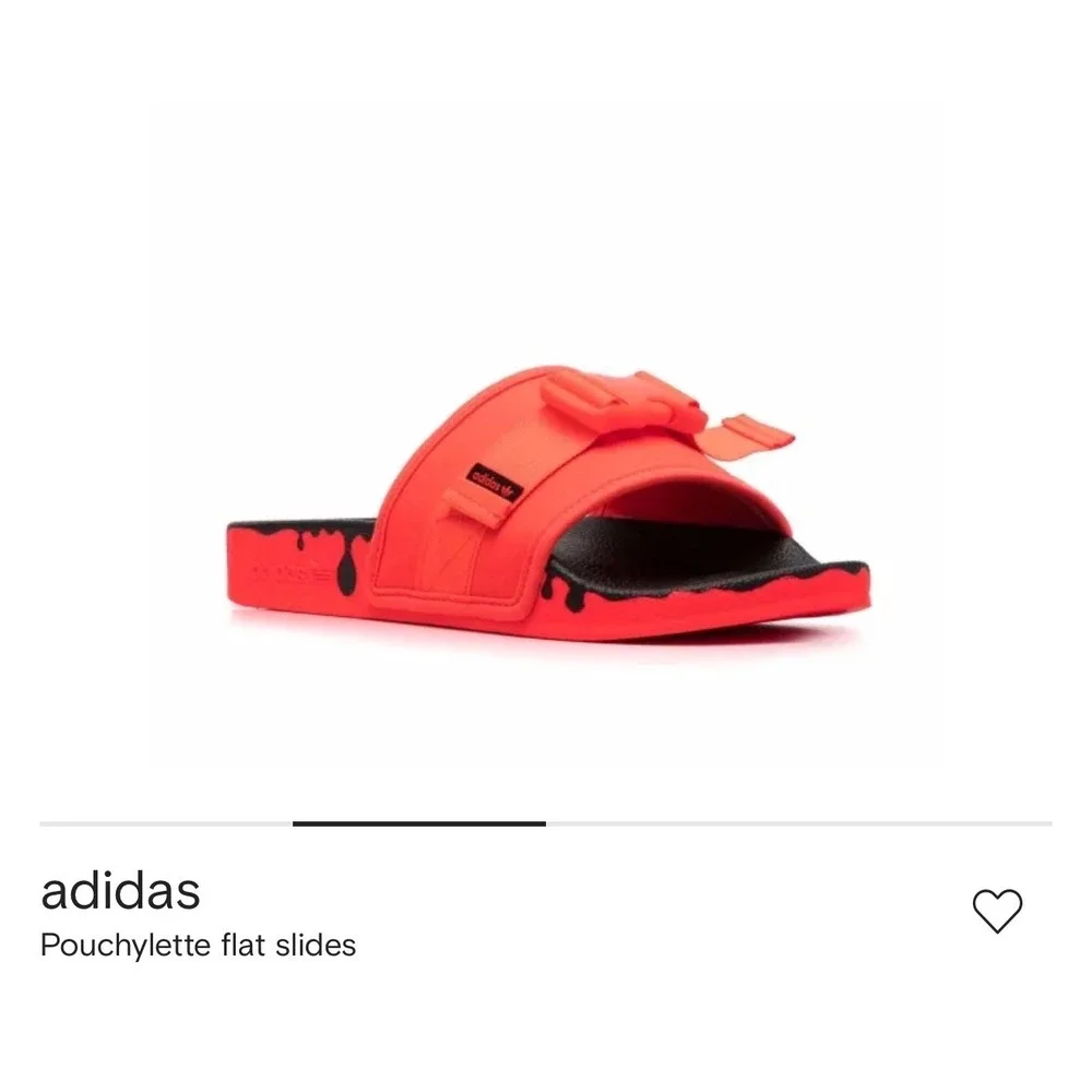 Adidas Pouchylette Flat Slides Solar Orange Black‎ Zip Pouch Sandals GW0390 Mens